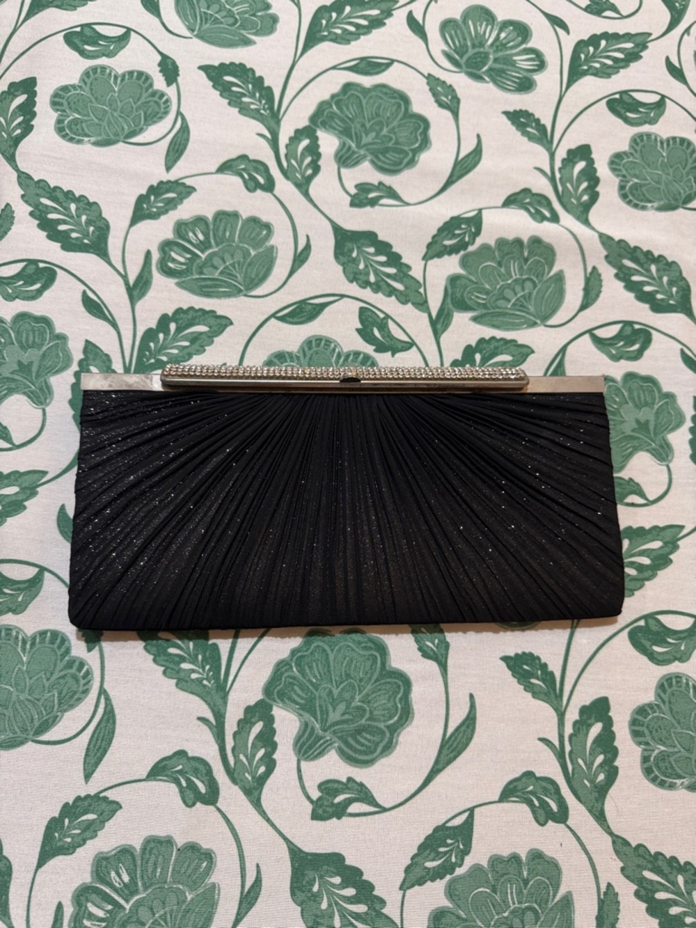 Elegant Black Evening Clutch with Rhinestone Trim
